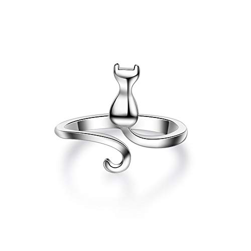 XJEIVJIC Niedliche Katzen -Verlobung Offene Zehenringe Haustierliebhaber Zierlich einstellbare Fingerversprechen Statement Band Ring Geschenke für Geburtstag Frauen Teen Mädchen Tochter von XJEIVJIC