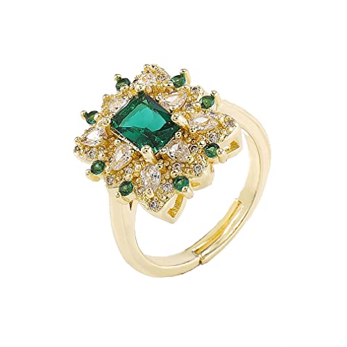 XJEIVJIC Open-Ring übertriebene geometrische Form kubische Zirkonia Frauen einstellbare Bandringe Persönlichkeit von XJEIVJIC