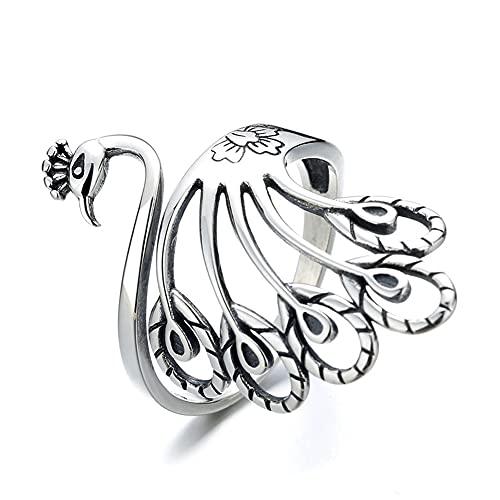 XJEIVJIC Peacock Statement Wrap Open Ringe für Frauen zierlich verstellbare delikate Blumentier Vintage Ring Geschenke BFF BURTWARTION von XJEIVJIC