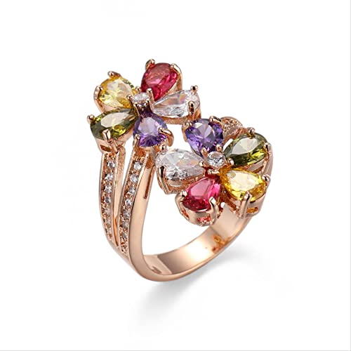 XJEIVJIC Ring Frauen Ehering Ring Blume Kristall Zirkonstein Frauen Party Engagement fein von XJEIVJIC
