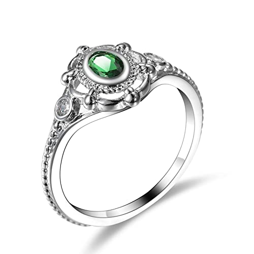 XJEIVJIC Ringe für weißen weißen verplatzten Wesen, Ehering Vintage Style eingelegte Ehering -Bands von XJEIVJIC