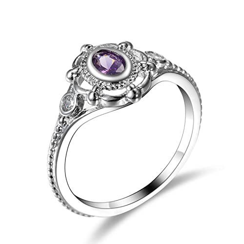 XJEIVJIC Ringe für weißen weißen verplatzten Wesen, Ehering Vintage Style eingelegte Ehering -Bands von XJEIVJIC