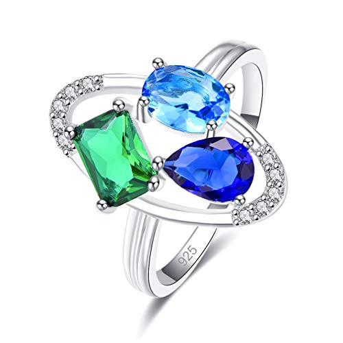 XJEIVJIC Runde Form kubische Zirkonia Strasshochzeit Versprechen Ringe für Mutter Tochter von XJEIVJIC