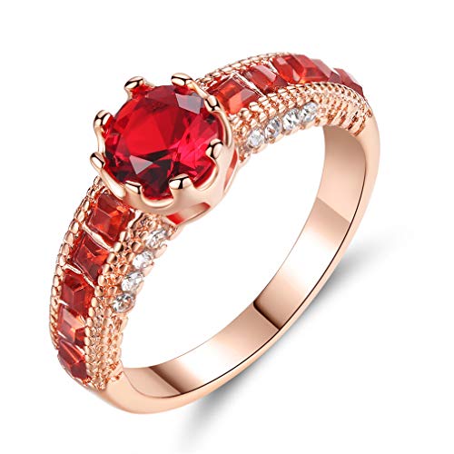 XJEIVJIC Runde kubische Zirkonia -Ehering -Ring -Ring einfache Verlobungsringe Ladies Mom Party von XJEIVJIC