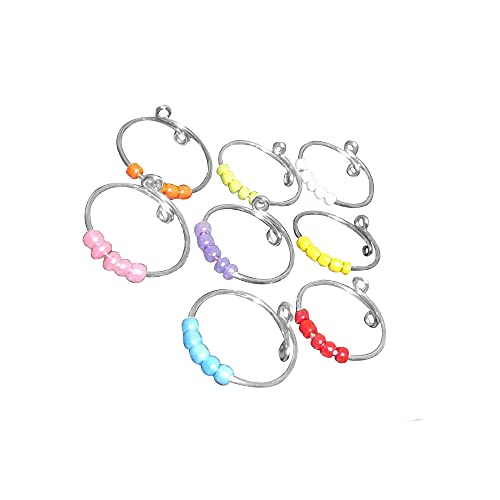 XJEIVJIC Set von 8 Boho Spinner zappeln farbenfrohen Harzperlen Bandring für Angstzust von XJEIVJIC