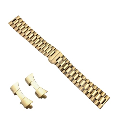 XJEIVJIC Solid Stainless Steel Watch Band 10mm 12mm 13mm 14mm 16mm 17mm 18mm 19mm 20mm 21mm 22mm Wrist Strap Butterfly Buckle (Color : Rose gold, Size 12mm) von XJEIVJIC