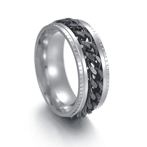 XJEIVJIC Stahl rotatierbarer Band Ring Punk Style Hochzeitsversprechen für Männer von XJEIVJIC