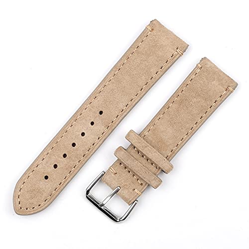XJEIVJIC Suede Leather Watchband 18mm 20mm 22mm 24mm Vintage Handmade Stitching Strap for Men Women Watch Replacement Lasting (Band Color : Dark Gray, Band Width : 18mm) von XJEIVJIC
