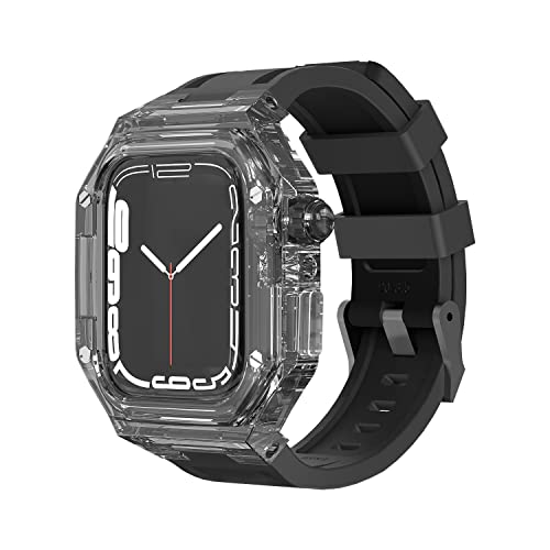 XJEIVJIC Transparentes Shell -Kit 45 mm, 44 mm, 41 mm, 40 mm, Gummi -Sport -Armband IWatch Serie 8 7 6 5 4 Silikonuhr Armband von XJEIVJIC