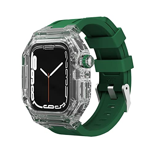 XJEIVJIC Transparentes Shell -Kit 45 mm, 44 mm, 41 mm, 40 mm, Gummi -Sport -Armband IWatch Serie 8 7 6 5 4 Silikonuhr Armband von XJEIVJIC
