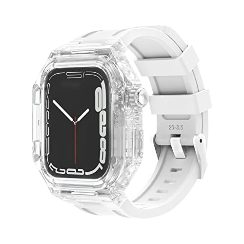 XJEIVJIC Transparentes Shell -Kit 45 mm, 44 mm, 41 mm, 40 mm, Gummi -Sport -Armband IWatch Serie 8 7 6 5 4 Silikonuhr Armband von XJEIVJIC