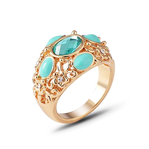 XJEIVJIC Übertriebener Edelstein Ehering hohl Blumenformband Ringe Frauen Bankett von XJEIVJIC
