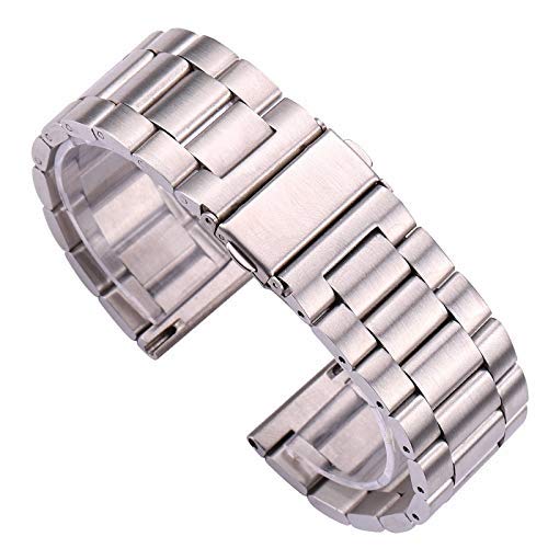 XJEIVJIC Uhrengurt 18 20 22 24 -mm -Armband Festkörper -Stahlband Silber Watchbänder Schnelle Federfeder -Stange von XJEIVJIC
