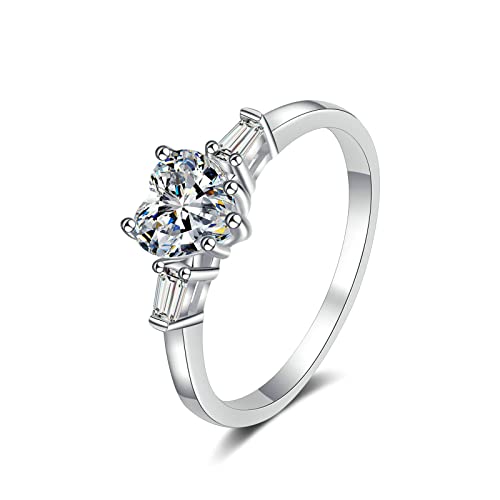 XJEIVJIC Verlobungsringe für Frauen, Ewigkeit Ehering Frauen mit 1,2ct Moissanite Hearts von XJEIVJIC