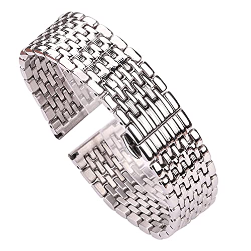 XJEIVJIC Watch Armband 16 mm 18 mm 20 mm 22 mm silberne Edelstahl Uhrenbänder Männer Massive Handgelenks -Accessoires Dauer (Bandfarbe: Silber, Bandbreite: 22 mm) von XJEIVJIC