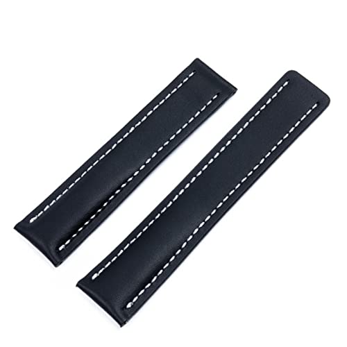 XJEIVJIC Weiches Kalbsleder -Leder -Uhrengurt 20mm 22 mm 24m Uhrenbänder für Uhrband Avenger/Navitimer Premier Armband Klappschnalle von XJEIVJIC