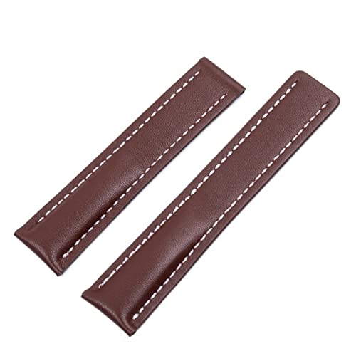 XJEIVJIC Weiches Kalbsleder -Leder -Uhrengurt 20mm 22 mm 24m Uhrenbänder für Uhrband Avenger/Navitimer Premier Armband Klappschnalle von XJEIVJIC