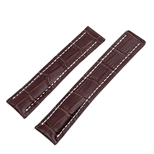 XJEIVJIC Weiches Kalbsleder -Leder -Uhrengurt 20mm 22 mm 24m Uhrenbänder für Uhrband Avenger/Navitimer Premier Armband Klappschnalle von XJEIVJIC