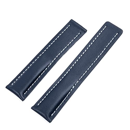 XJEIVJIC Weiches Kalbsleder -Leder -Uhrengurt 20mm 22 mm 24m Uhrenbänder für Uhrband Avenger/Navitimer Premier Armband Klappschnalle von XJEIVJIC
