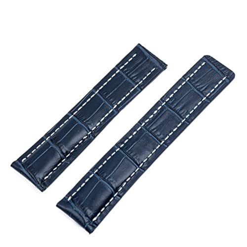 XJEIVJIC Weiches Kalbsleder -Leder -Uhrengurt 20mm 22 mm 24m Uhrenbänder für Uhrband Avenger/Navitimer Premier Armband Klappschnalle von XJEIVJIC