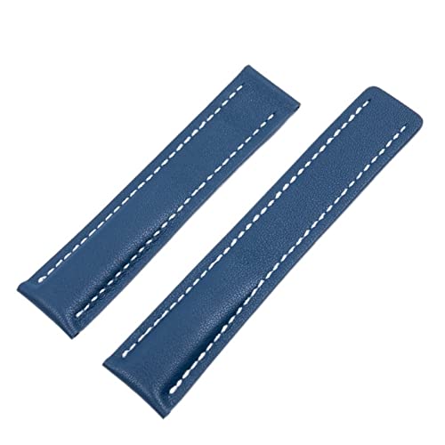 XJEIVJIC Weiches Kalbsleder -Leder -Uhrengurt 20mm 22 mm 24m Uhrenbänder für Uhrband Avenger/Navitimer Premier Armband Klappschnalle von XJEIVJIC
