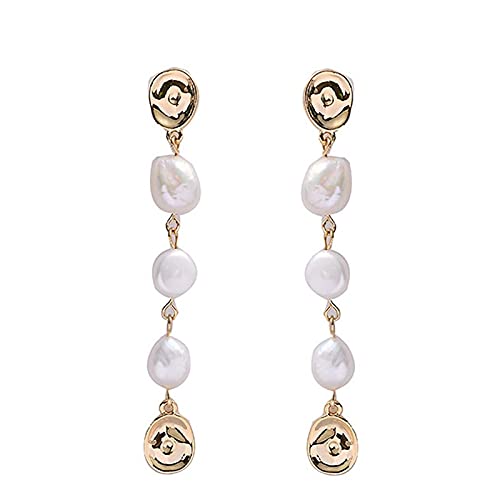 Zelligkeit unregelmäßige Form Süßwasserperlenohrringe für Frauen Lange Geometrie Eardrops Schmucktemperament Chic Hochzeit von XJEIVJIC