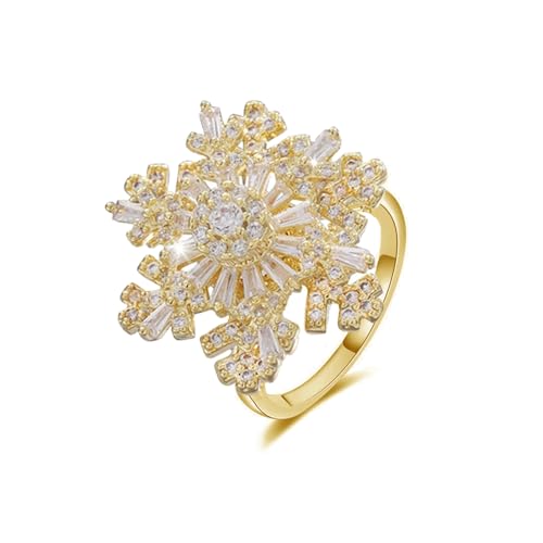 Zögern Snowflake Weihnachten Zappeln Offene Ringe für Frauen lustige süße rotbare Winterblume Kubikzirkonia Verstellbare Fingerband Statement Ringe Mode für die Weihnachtsfeier Tochter BFF ihr von XJEIVJIC