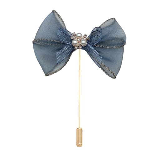 XJHHS 10 * 11 CM 5/10 stücke Perle Bogen Gold Chiffon Tuch Blume Anstecknadel Abzeichen Blume Corsage Satin Blume Anstecknadel Brosche Pin Für Frauen Braut von XJHHS