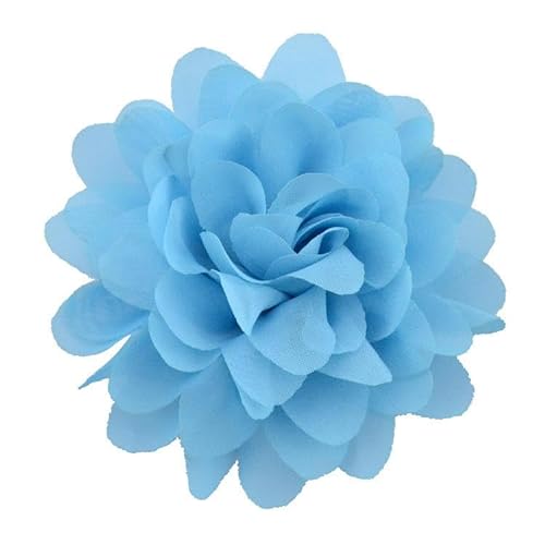 XJHHS 10 * 11 cm 6 Stück Silber Chiffon Stoff Blume Anstecknadel Abzeichen Blume Corsage Satin Blume/Rose Anstecknadel Brosche Pin für Frauen Braut von XJHHS