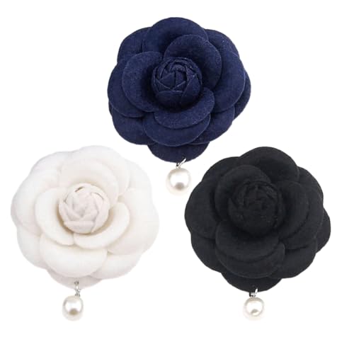 XJHHS 3 teile/satz 70mm Wolle Perle Herren Rose Blume Revers Brosche Pin Plüsch Tuch Rose Broschen Für Frauen hochzeit Broschen Mit Perle Anhänger von XJHHS