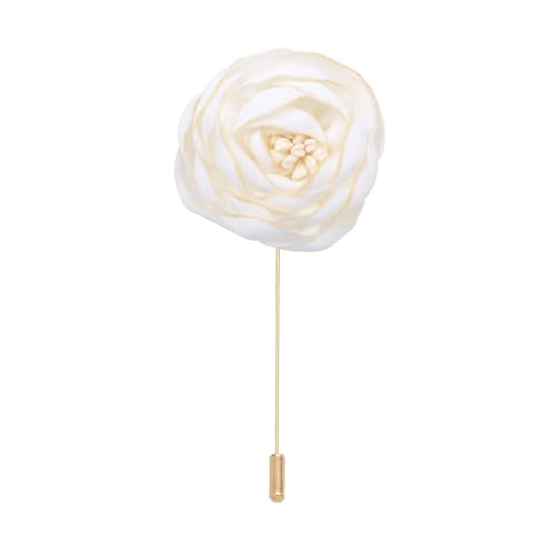 XJHHS 4 * 10CM 10 Stück Brennkante Gold Satin Blume Anstecknadel Abzeichen Blumen Corsage Satin Blume/Rose Anstecknadel Brosche Pin für Frauen Braut von XJHHS