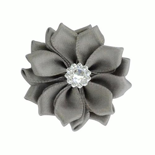 XJHHS 4 * 9 cm 10 Stück Strass Gold Satin Blume Anstecknadel Abzeichen Blume Corsage Satin Rose Blume/Rosen Anstecknadel Brosche Pin für Frauen Braut von XJHHS