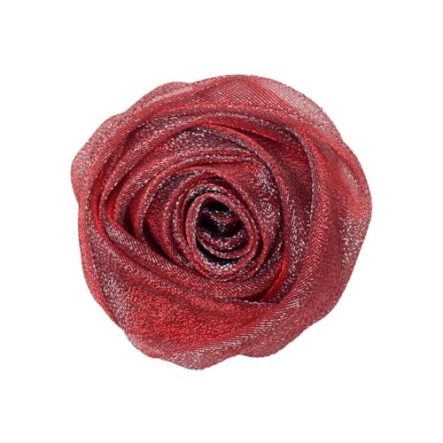 XJHHS 5 * 10CM 10PCS Pailletten Gold Organza Tuch Blume Anstecknadel Abzeichen Blume Corsage Satin Blume/Rose Anstecknadel Brosche Pin Für Frauen Braut von XJHHS