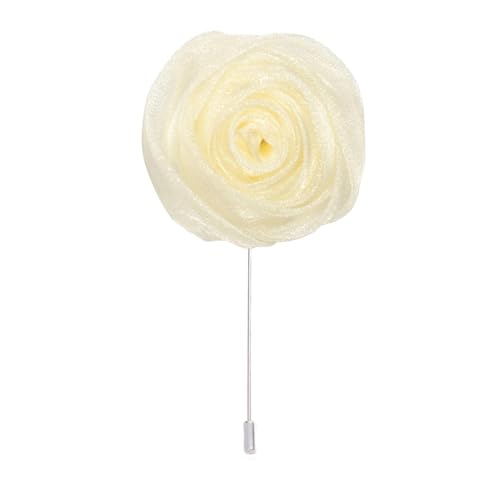 XJHHS 5 * 10CM 6PCS Pailletten Silber Organza Tuch Blume Anstecknadel Abzeichen Blume Corsage Satin Blume/Rose Anstecknadel Brosche Pin Für Frauen Braut von XJHHS