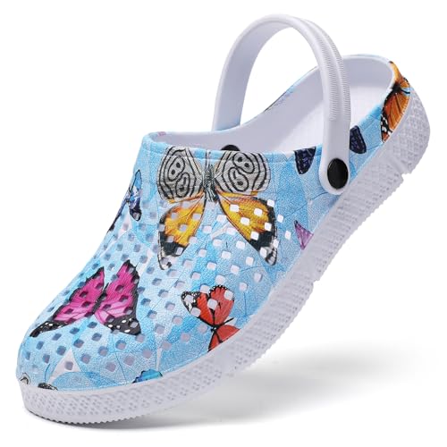 XJITIGER Damen Clogs Sommer Schuhe – Bequeme, Atmungsaktive Gartenschuhe mit Schmetterlingsmuster – rutschfest, Leicht & Wasserfest – Ideal für Freizeit, Strand & Zuhause Blauer Schmetterling 39 XJITIGER Damen Clogs Sommer Schuhe – Bequeme, Atmungsaktive Gartenschuhe mit Schmetterlingsmuster – rutschfest, Leicht & Wasserfest – Ideal für Freizeit, Strand & Zuhause Blauer Schmetterling 39 von XJITIGER