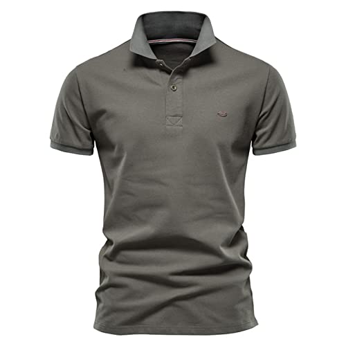 XJJY Poloshirts für Herren Kurzarm Basic einfarbig Polohemd Freizeit Slim Fit T-Shirt Top für Golf Tennis,Dark Gray,X Large von XJJY