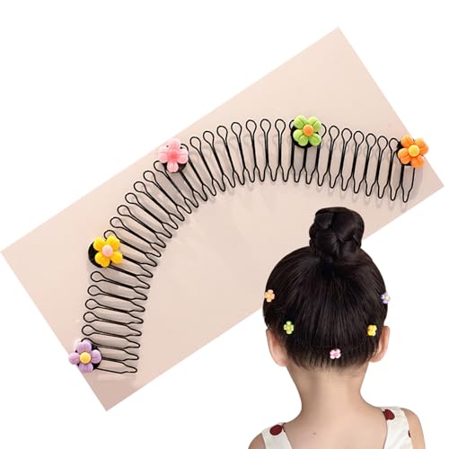 5pcs Haarklammern dehnbare unsichtbare Haarklammern 7.5 Weithaarhalter u Form Haare Finishing Fixer Kammsets süße ausgedehnte Haarkämme für Frauen Girls Accessoires Blume, Haarkämme von XJKLBYQ