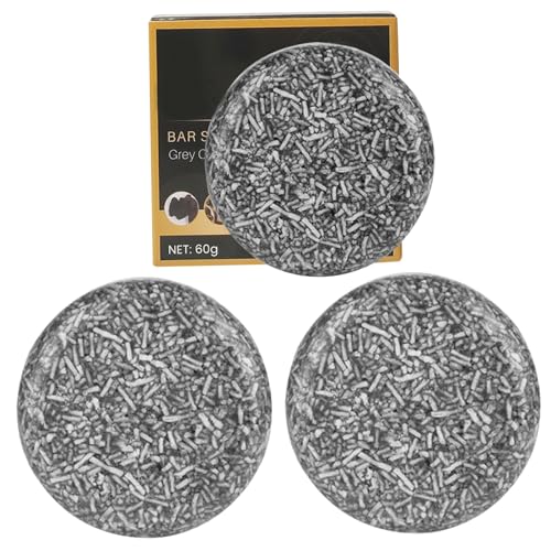 Schwarze Seife für graues Haar, 3pcs Shampoo Bar, Frauen Männer Haar dunkler Shampoo Bar, natürliche Haarseife für graue Haare Reparatur und Haarverdunkelung: 60g von XJKLBYQ