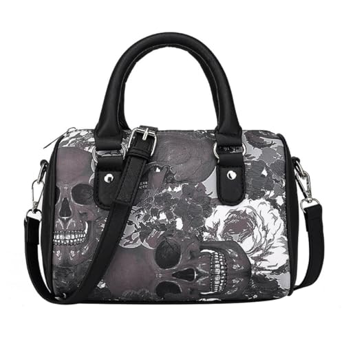 XJKLBYQ Schädeldruck Handtaschen Umhängetasche für Frauen Skelettknochen Handtasche Leinwand Handtasche Gothic Punk -Tasche Crossbody Tasche, Schädelbeutel von XJKLBYQ