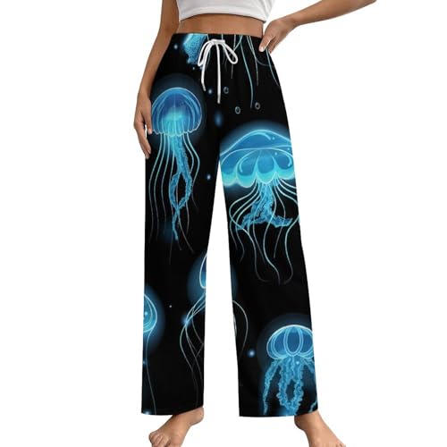 Frauen Pyjamas Hosen Quallenmuster Neon Lounge Pants Schlafanzug Pyjama Unterteile von XJLAPWS