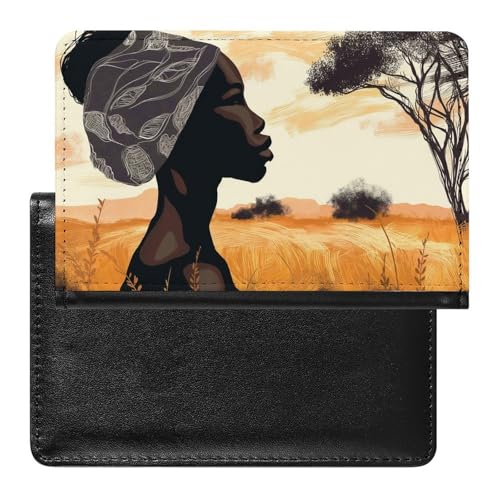 XJLAPWS Reisepasshülle Etui Afrikanische Frau Pu Leder Reisepasshülle Mit Kartenschlitz von XJLAPWS
