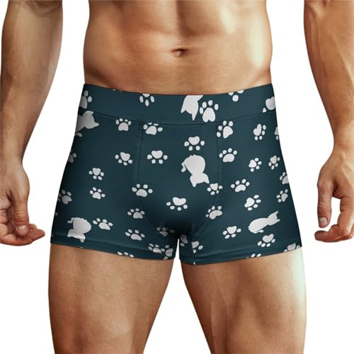 XJLAPWS Unterhosen Für Männer Animal Cats and Paw Pattern Unterwäsche Stretch Boxershorts Für Männer von XJLAPWS