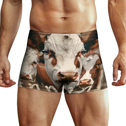 XJLAPWS Unterhosen Für Männer Bauernhof Tiere Kühe Unterwäsche Stretch Boxershorts Für Männer von XJLAPWS