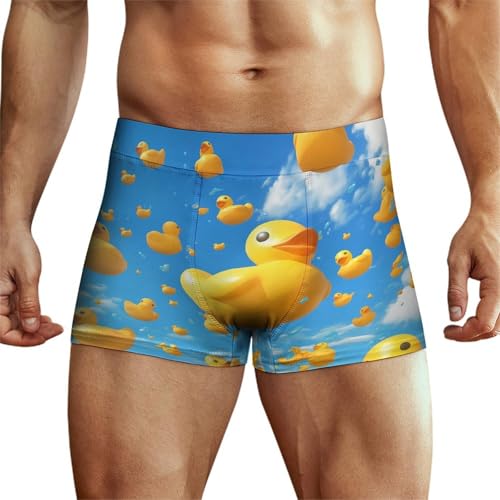 XJLAPWS Unterhosen Für Männer Cute Ducks Muster Blauer Himmel Unterwäsche Stretch Boxershorts Für Männer von XJLAPWS