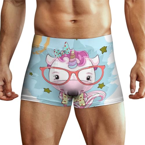 XJLAPWS Unterhosen Für Männer Kuh Einhorn Unterwäsche Stretch Boxershorts Für Männer von XJLAPWS