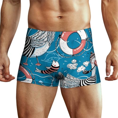 XJLAPWS Unterhosen Für Männer Matrosen Und Fische Und Anker Muster Unterwäsche Stretch Boxershorts Für Männer von XJLAPWS