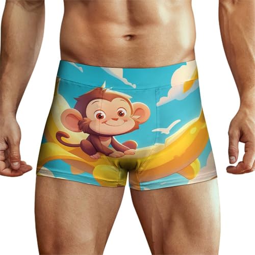 XJLAPWS Unterhosen Für Männer Niedlicher AFFE Und Banane Unterwäsche Stretch Boxershorts Für Männer von XJLAPWS