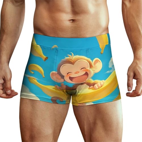 XJLAPWS Unterhosen Für Männer Niedlicher AFFE Und Banane Unterwäsche Stretch Boxershorts Für Männer von XJLAPWS