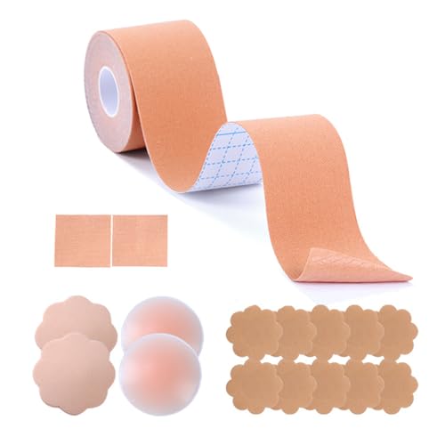XJLyaya 1 Set Klebe Bh Selbstklebendes Sammeln, Nippelpads Unsichtbarer Und Spürloser Anzug, Nippli Atmungsaktives Und Schweißsicheres Ultradünne Stil, Geeignet Für A Bis E Cups, Tägliche Sportkleider von XJLyaya