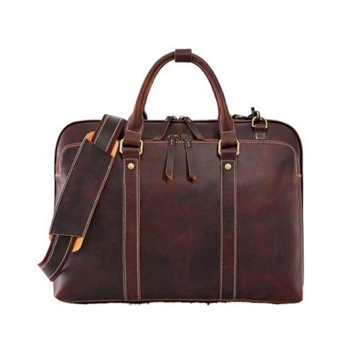 XJPXFQ 16-Zoll-Herren-Retro-Handtaschen Laptop-Taschen Aktentaschen Totes Schultertaschen echtes Leder Messenger Bags von XJPXFQ